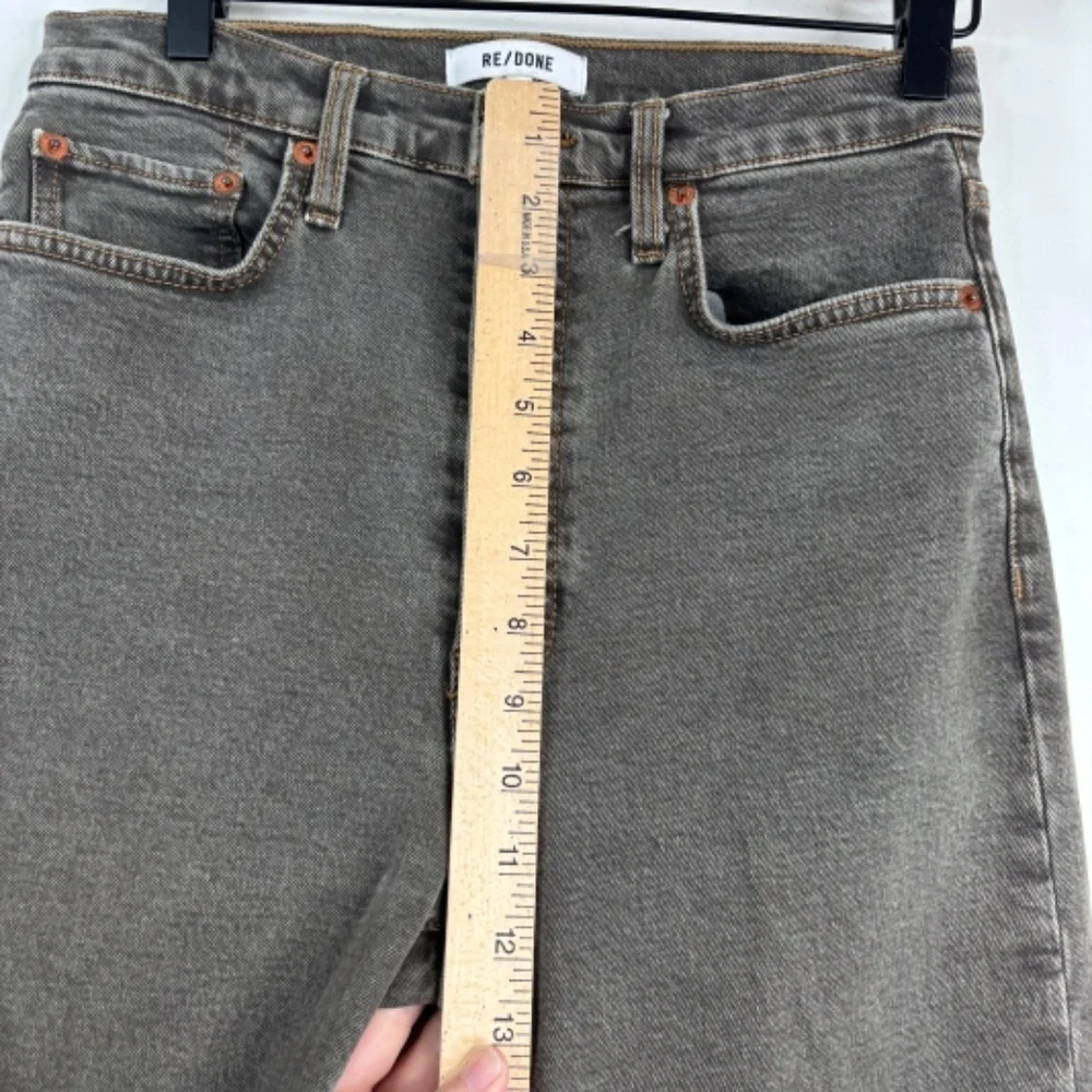 Re/Done 70s Ultra High Rise Stove Pipe Jean 27 Washed Chocolate Brown Raw Hem
